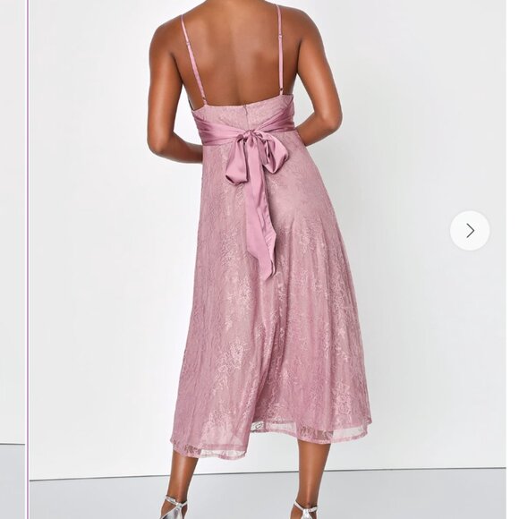 NWT Lulu's Mauve Pink Glitter Lace Sleeveless Midi Dress size XL - Picture 3 of 9